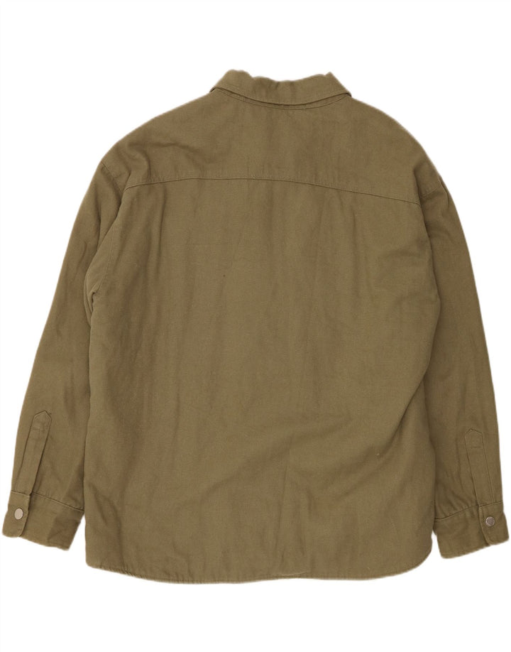 Jaqueta utilitária masculina Zara UK 42 XL algodão cáqui