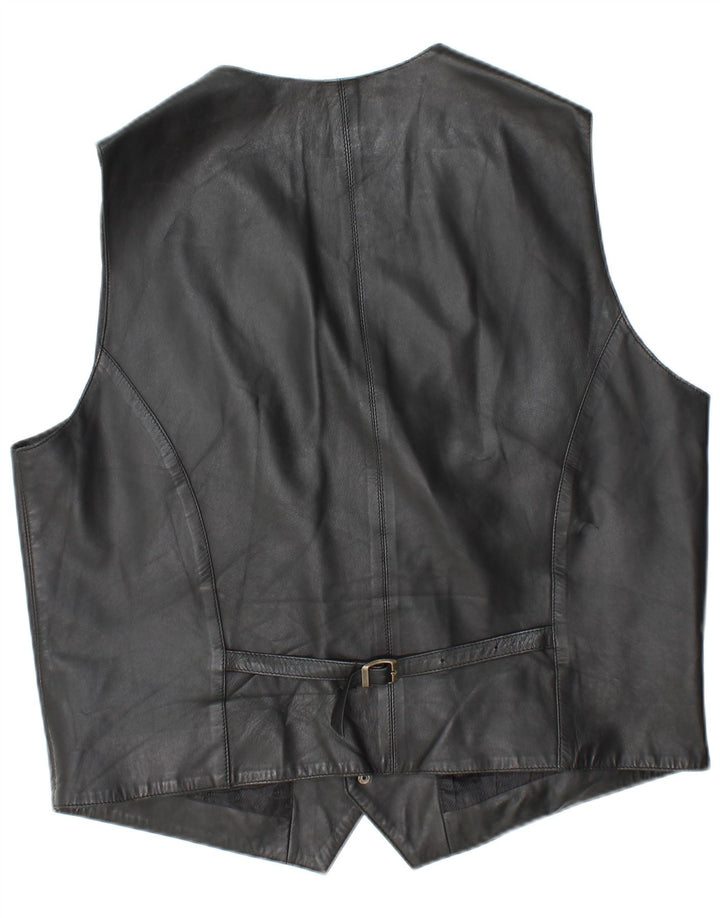 Colete de couro masculino vintage 2XL couro preto