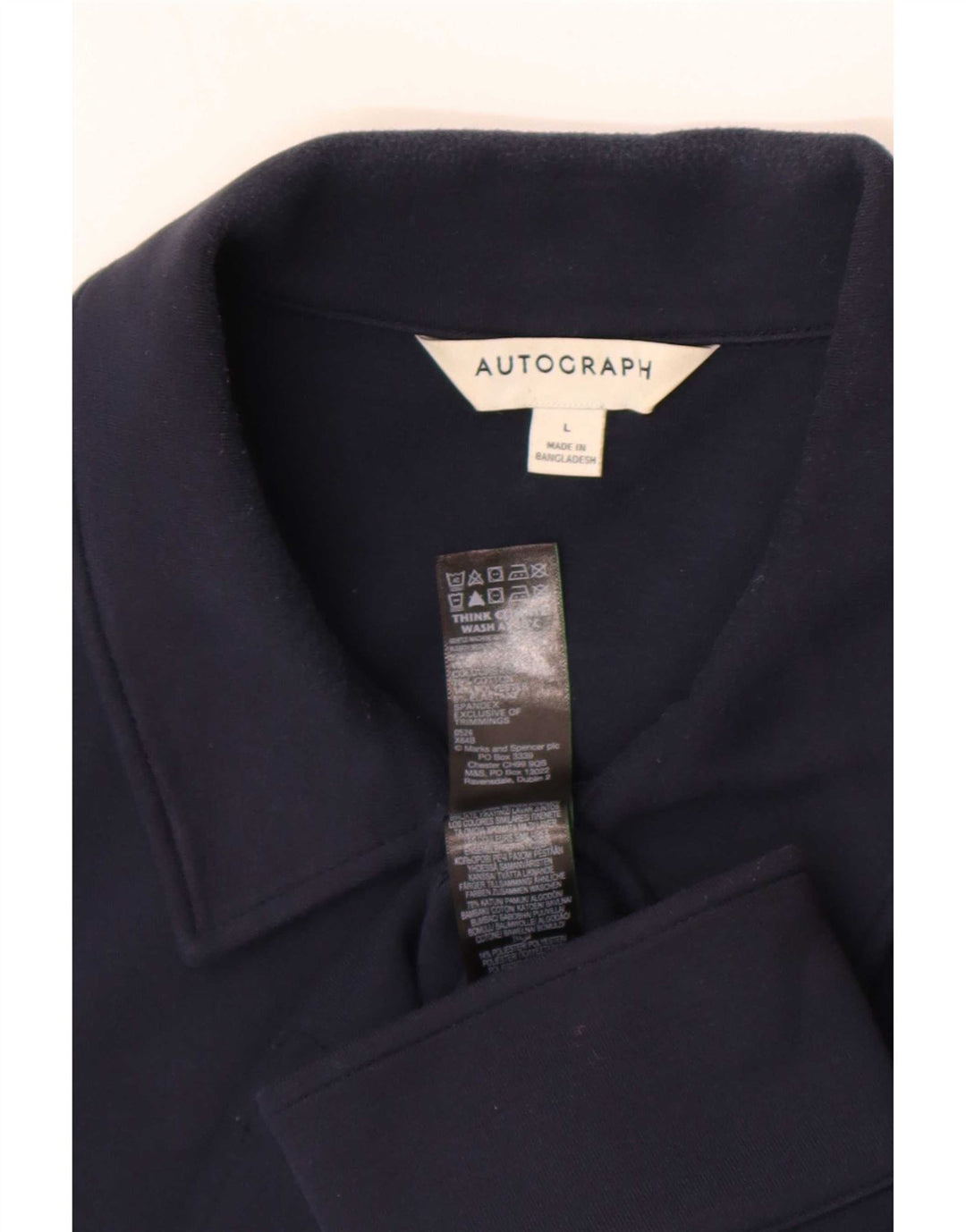 Jaqueta bomber masculina Marks & Spencer Autograph Reino Unido 40 grande algodão azul marinho