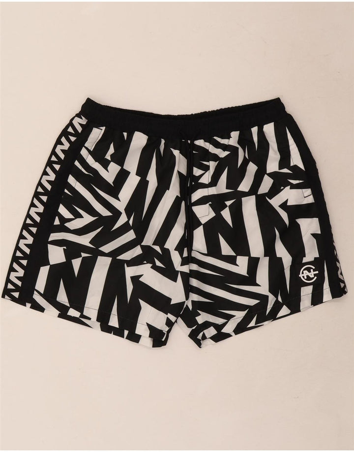 Nautica Mens Natação Shorts Grande Poliéster Geométrico Preto