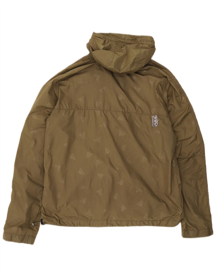 Adidas Mens Hooded Graphic Anorak Jacket UK 38 Medium Khaki Spotted