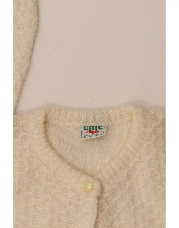Suéter Cardigan Feminino Vintage UK 10 Pequeno Off White