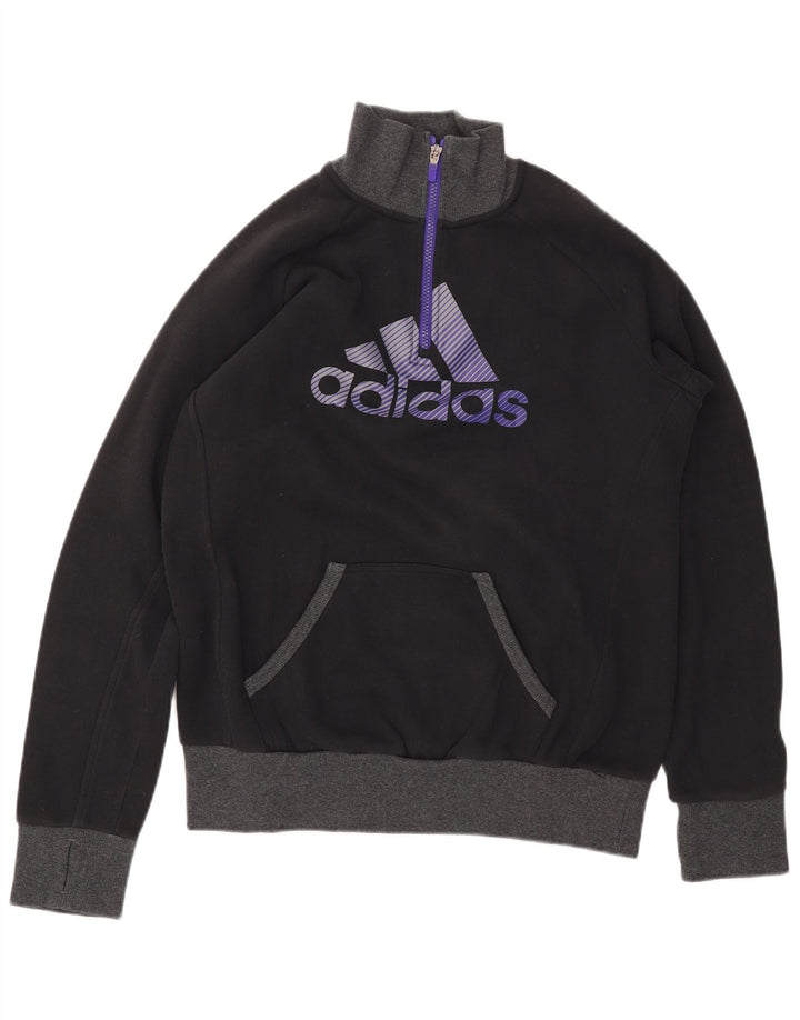 ADIDAS Suéter feminino com capuz gráfico com zíper e gola redonda UK 16/18 grande preto