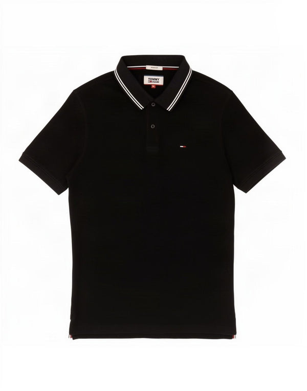 Tommy Hilfiger Mens Slim Fit Polo Shirt XL Black Cotton