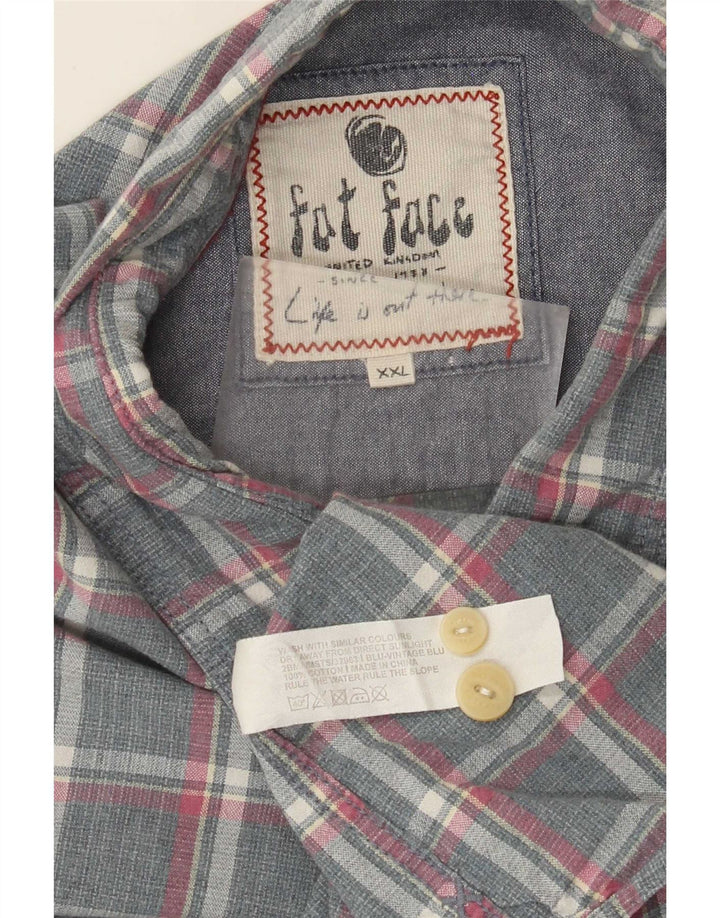 Camisa masculina de ajuste regular Fat Face 2XL algodão xadrez cinza