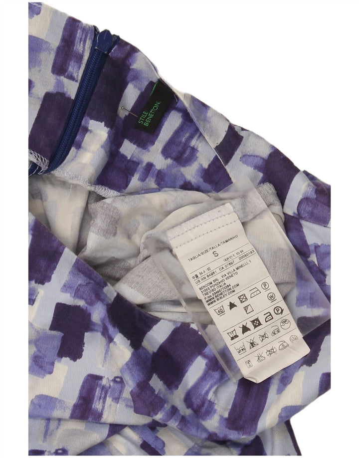Vestido bainha feminino Benetton Reino Unido 10 pequeno algodão xadrez azul