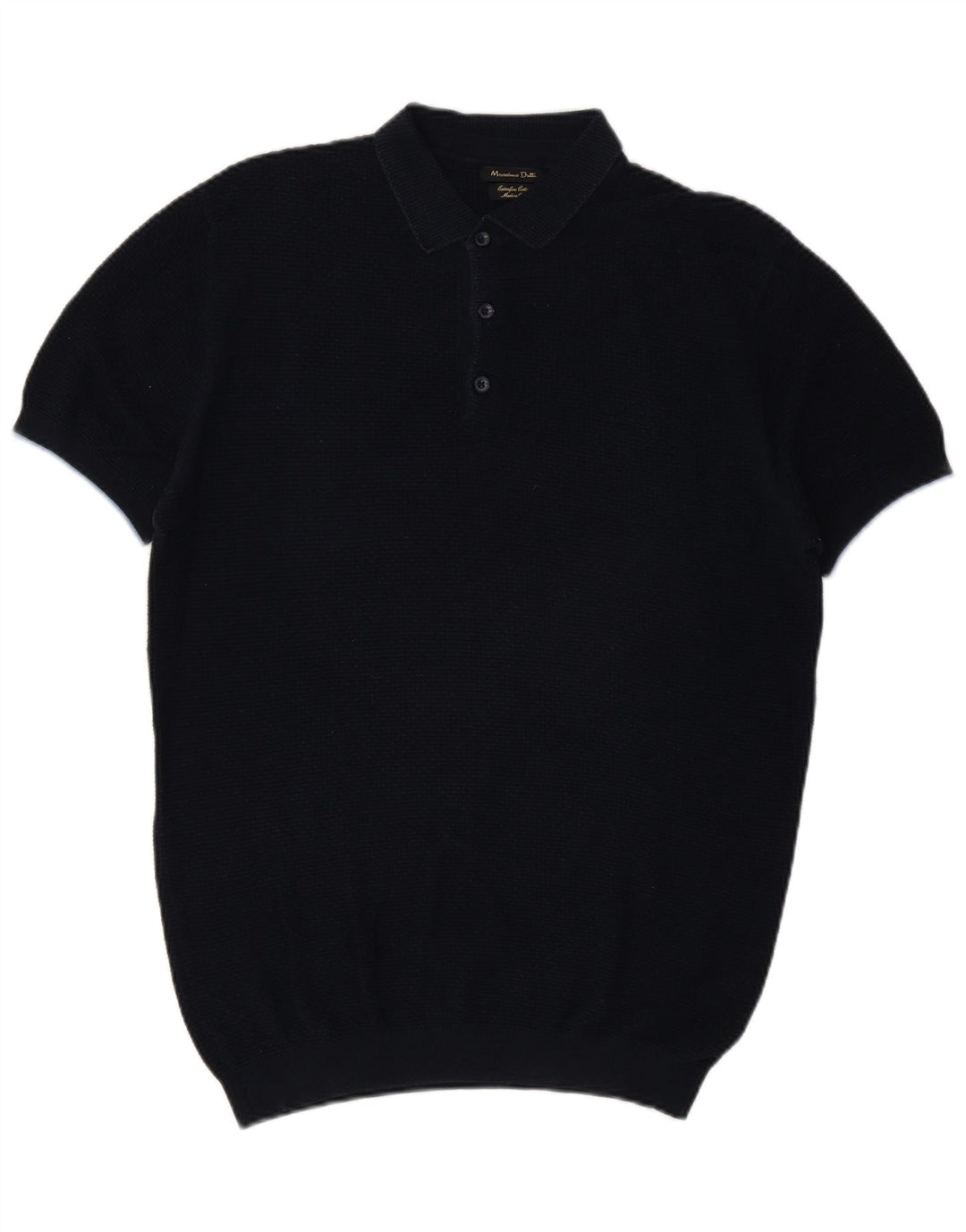 Suéter masculino Massimo Dutti de manga curta com gola polo, azul marinho médio