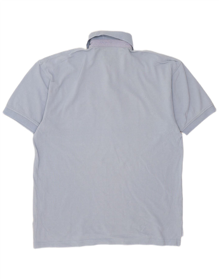Camisa polo masculina Tommy Hilfiger pequena azul algodão