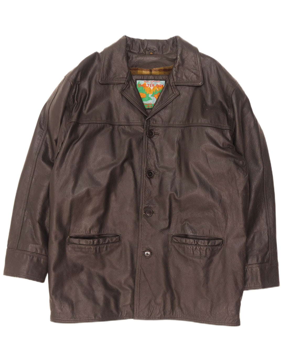 Jaqueta de couro masculina Shelter Bay UK 42 XL preta