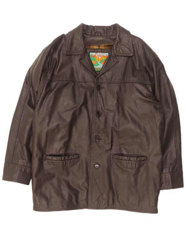 Shelter Bay Mens Leather Jacket UK 42 XL Black