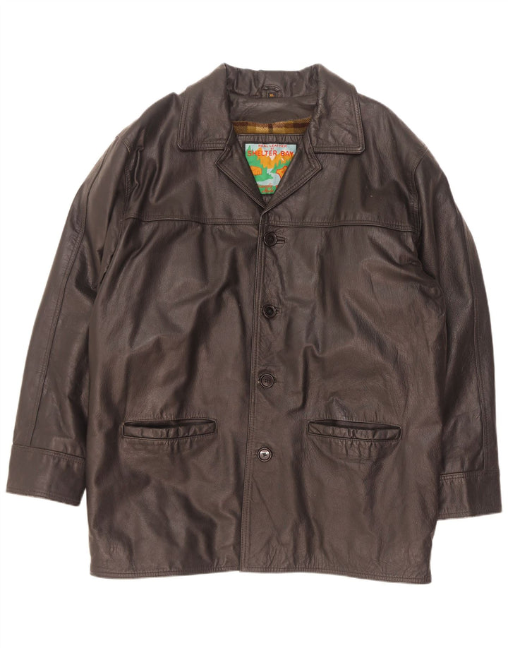 Jaqueta de couro masculina Shelter Bay UK 42 XL preta