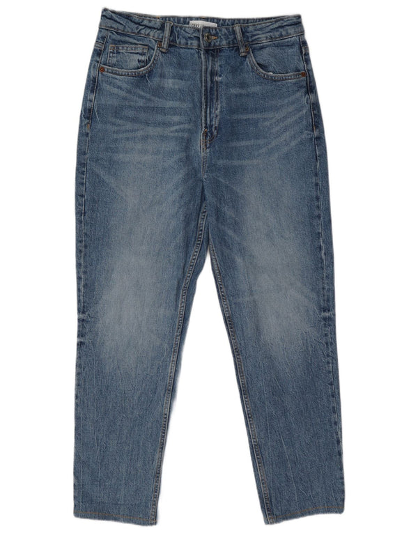 Zara Womens Crop High Rise Tapered Jeans EU 40 Médio W30 L26 Azul Algodão