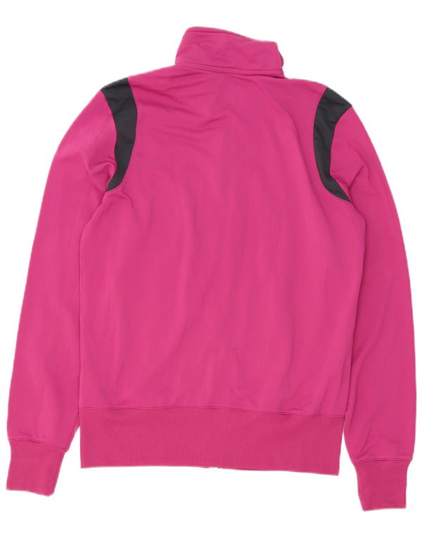 NIKE Womens Tracksuit Top Jacket UK 16 Grande Rosa Colourblock Poliéster