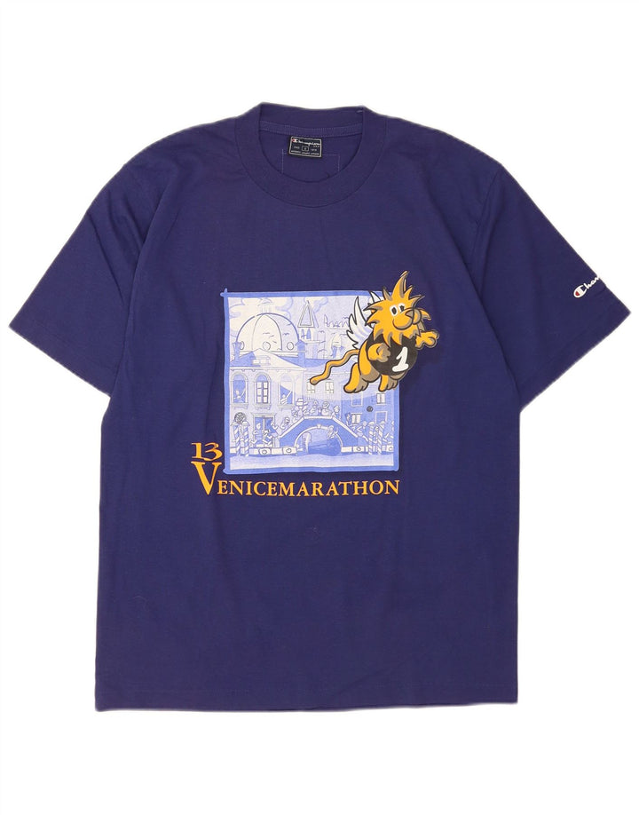 Camiseta masculina gráfica Champion pequeno algodão azul