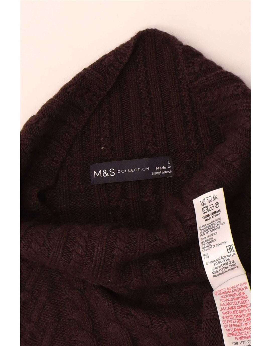 Suéter feminino Marks & Spencer com gola tartaruga Reino Unido 16 grande marrom