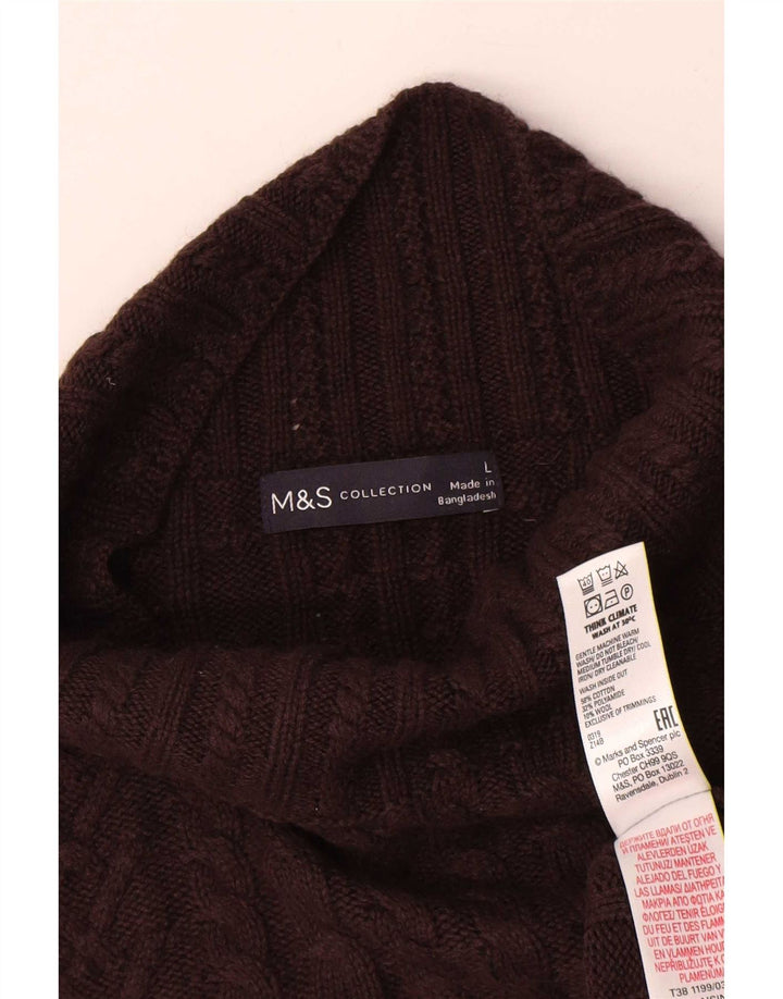 Suéter feminino Marks & Spencer com gola tartaruga Reino Unido 16 grande marrom