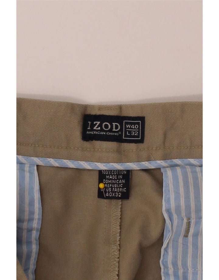 IZOD Mens Straight Chino Trousers W40 L32 Beige Cotton Vintage Izod and Second-Hand Izod from Messina Hembry 