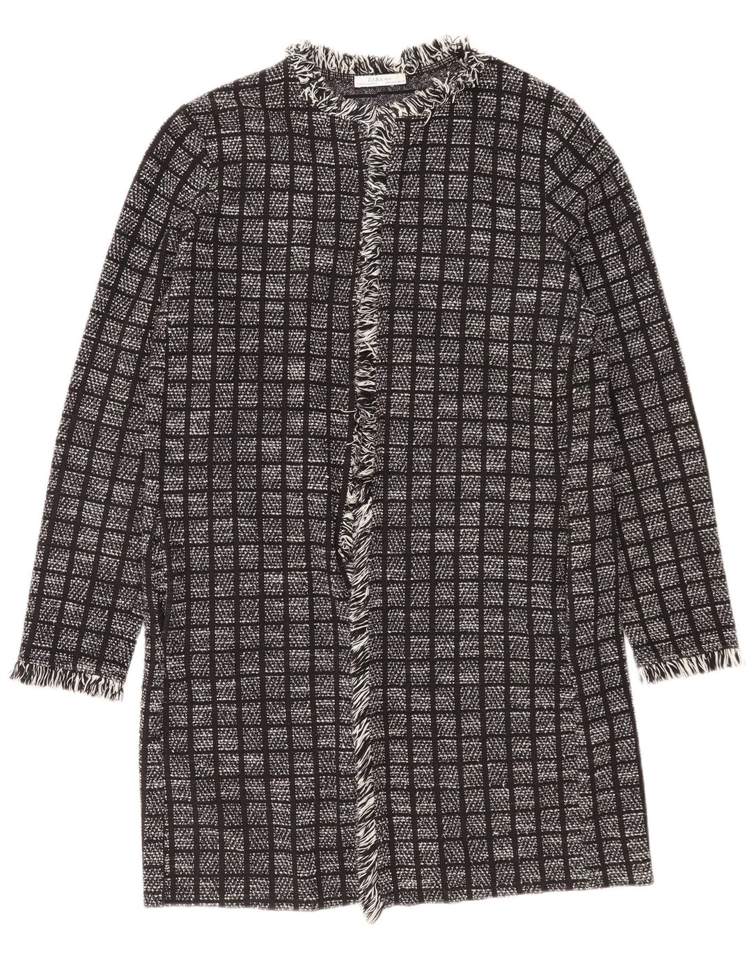 Sobretudo feminino Zara Oversized UK 10 pequeno xadrez cinza