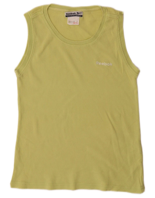 Reebok Womens Vest Top UK 16 Grande Algodão Verde