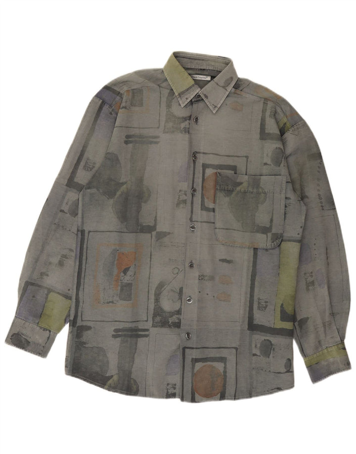Jean chatel Camisa masculina média cinza patchwork