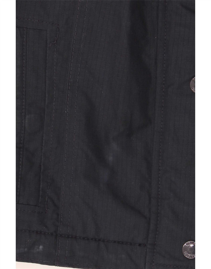 Jaqueta corta-vento feminina Hollister com capuz UK 10 poliéster azul marinho pequeno