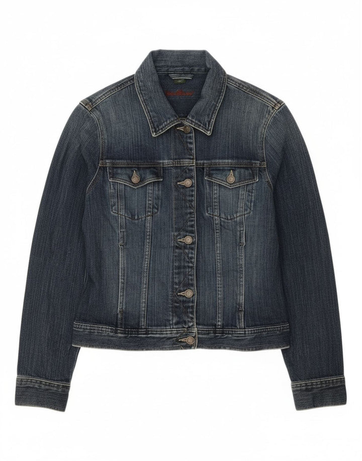 Jaqueta jeans feminina Eddie Bauer UK 14 algodão azul médio