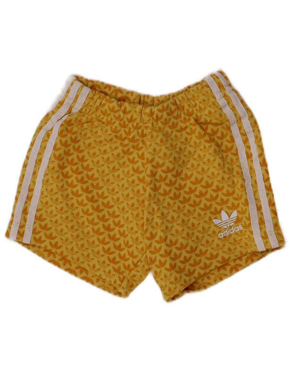 Shorts esportivos gráficos ADIDAS para meninos de 6 a 9 meses, algodão manchado amarelo