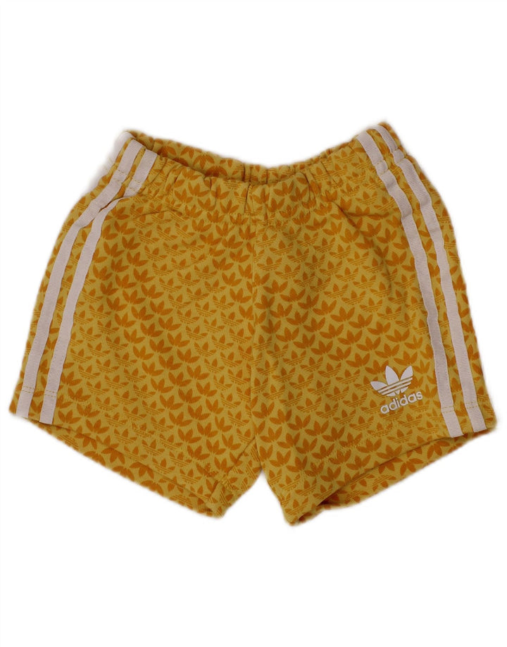 Shorts esportivos gráficos ADIDAS para meninos de 6 a 9 meses, algodão manchado amarelo