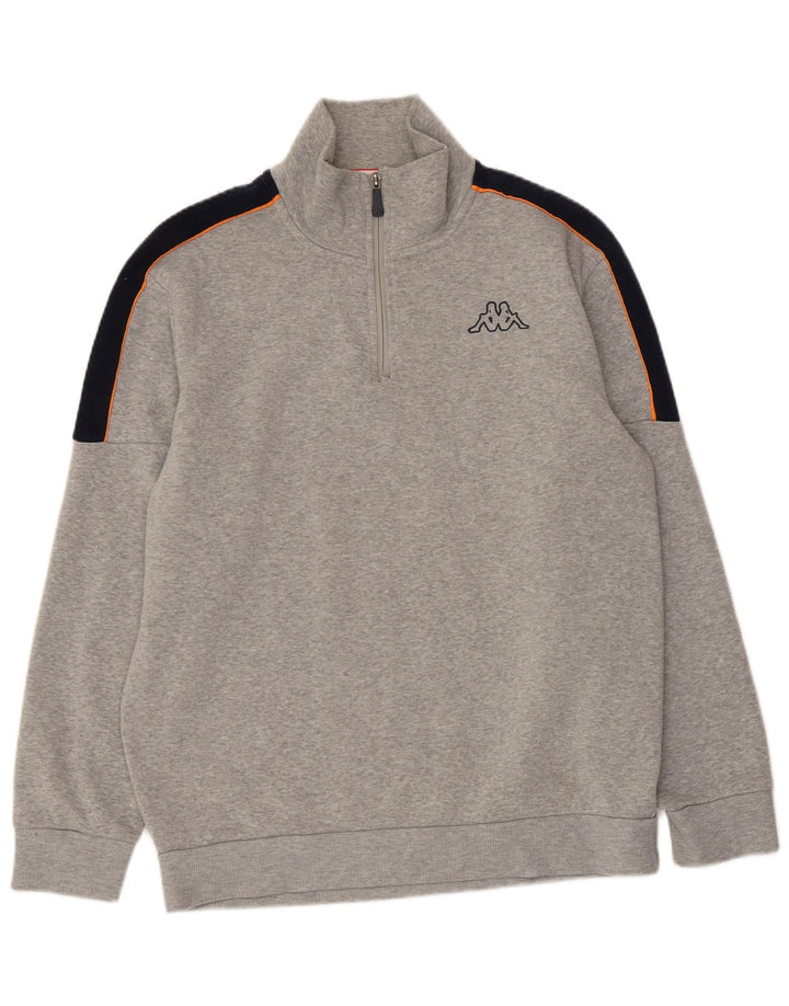 Moletom masculino KAPPA com zíper e gola XL cinza colorblock poliéster