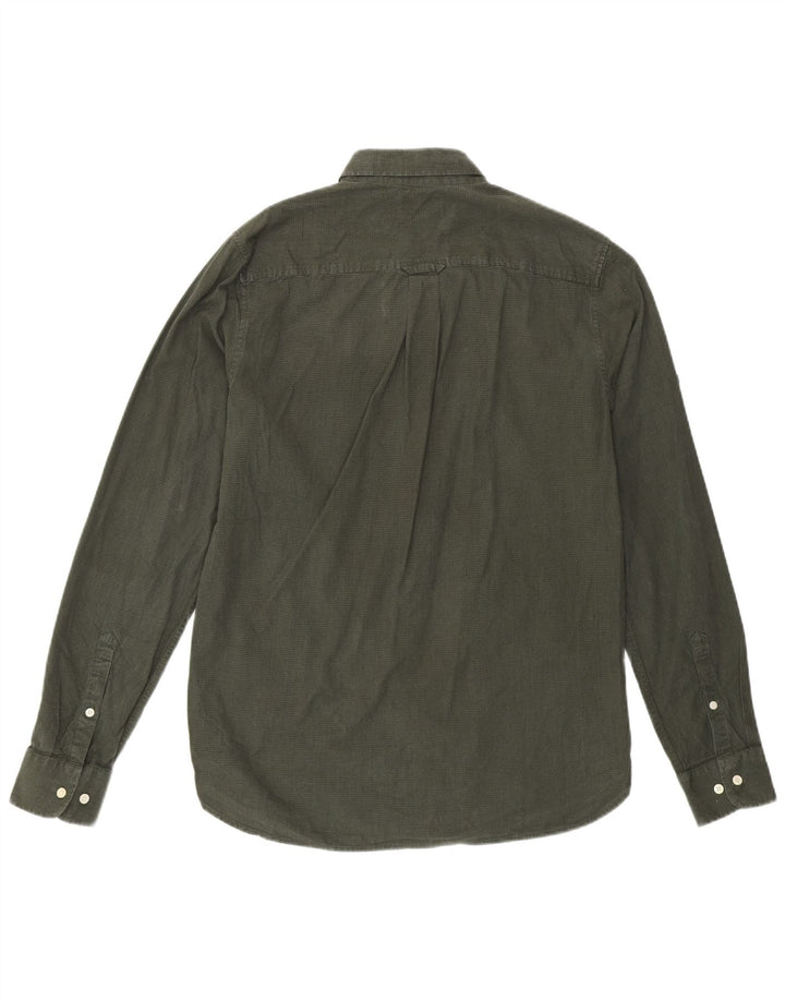 Camisa masculina SUPERDRY pequena xadrez cáqui de algodão