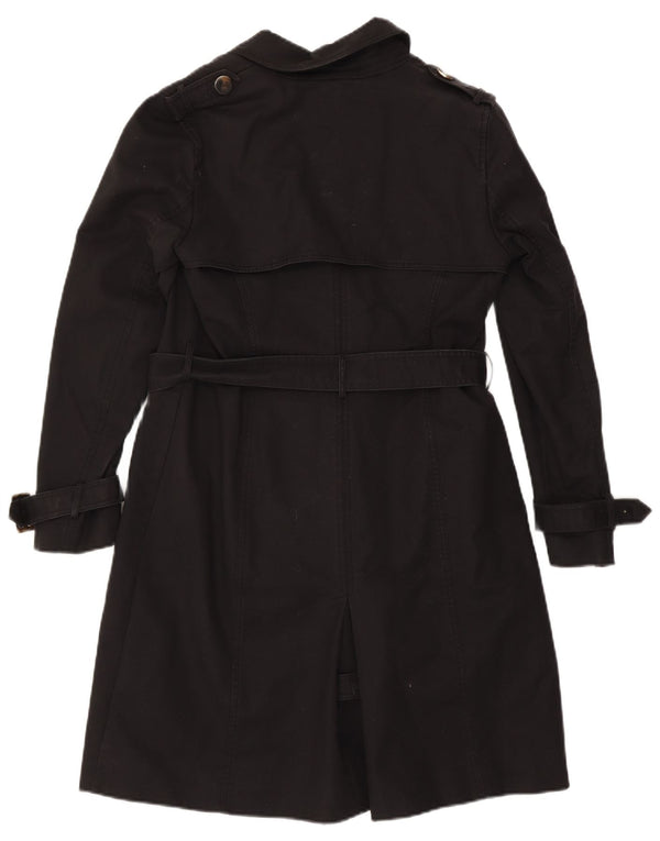Hobbs Womens Trench Coat UK 12 Médio Algodão Preto
