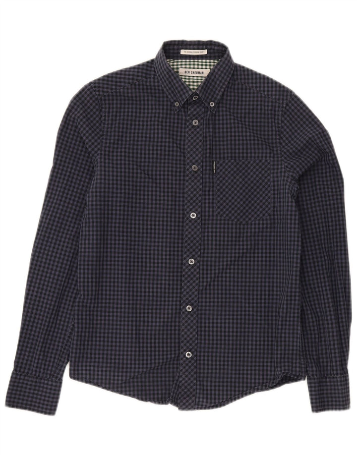 Camisa masculina BEN SHERMAN XS azul marinho algodão guingão