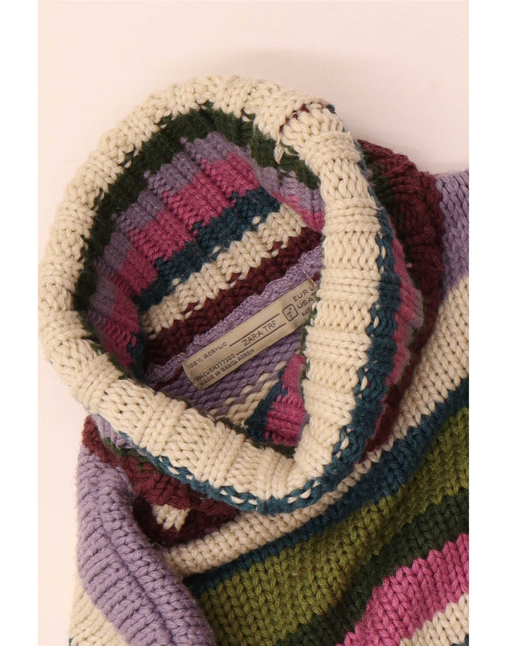Suéter feminino Zara Trafaluc com gola redonda Reino Unido 14 grande multicolorido