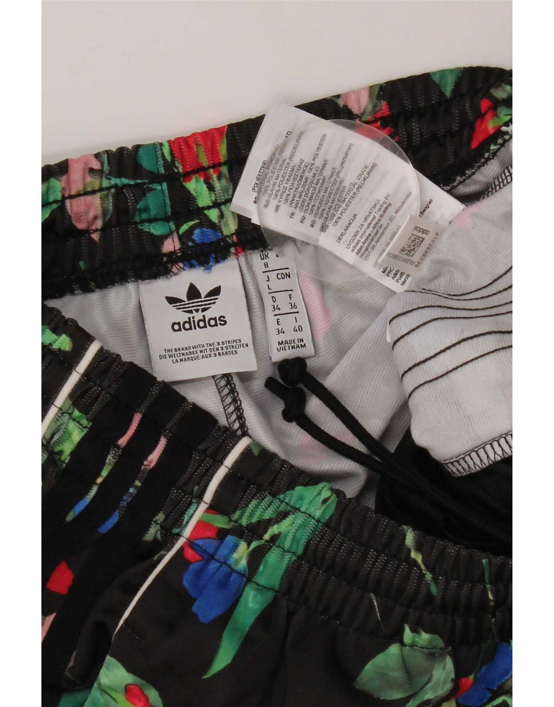 Adidas Womens Sport Shorts UK 8 Pequeno Poliéster Floral Preto