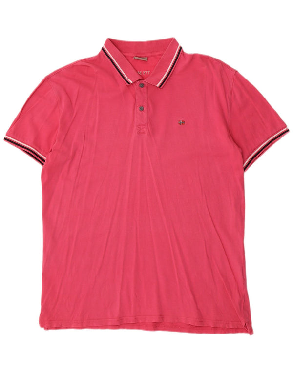 Camisa polo masculina Napapijri Slim Fit 2XL algodão rosa