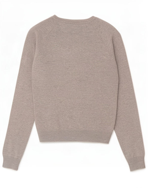 Suéter feminino Zara com decote em V Reino Unido 8 algodão manchado cinza pequeno