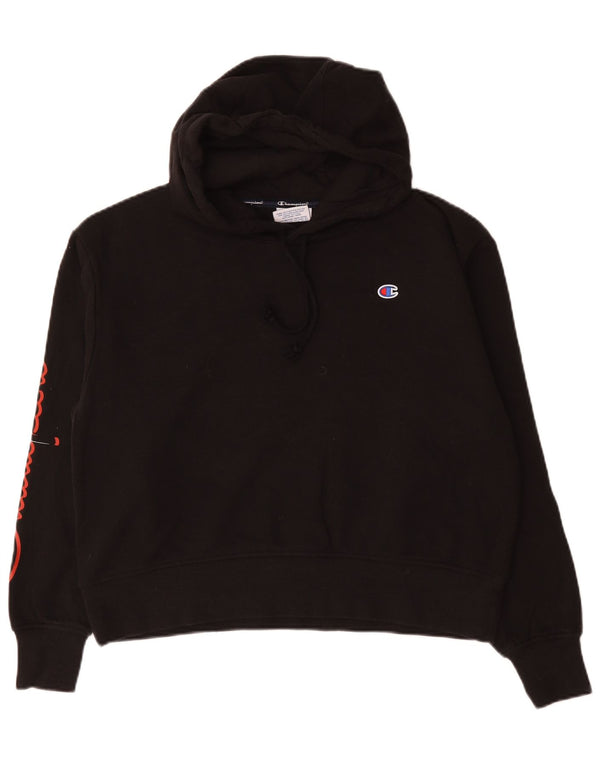 Jumper feminino com capuz gráfico Champion UK 18 XL algodão preto