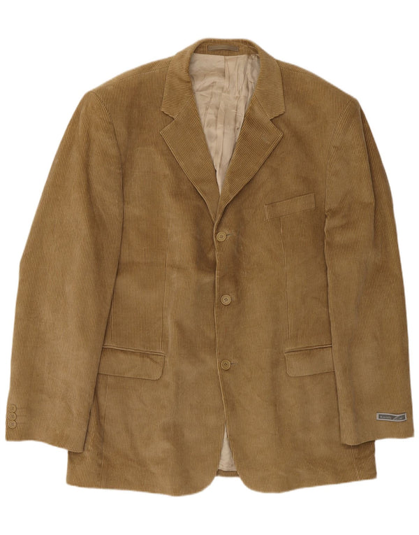Jaqueta blazer masculina de veludo com 3 botões Kartel Reino Unido 46 3XL algodão marrom