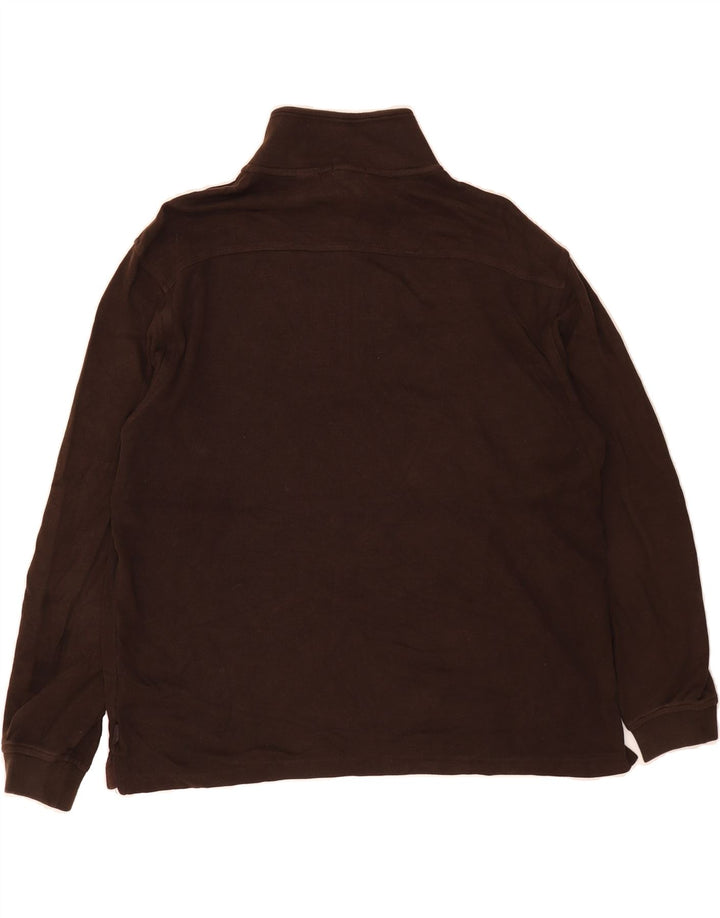 IZOD Mens Zip Neck Jumper Sweater Large Brown Cotton Vintage Izod and Second-Hand Izod from Messina Hembry 