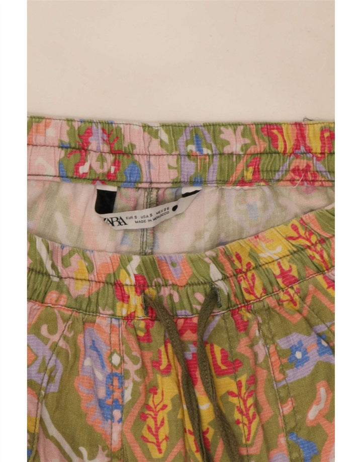 Zara Shorts Chino Feminino Pequeno W26 Multicolorido Floral