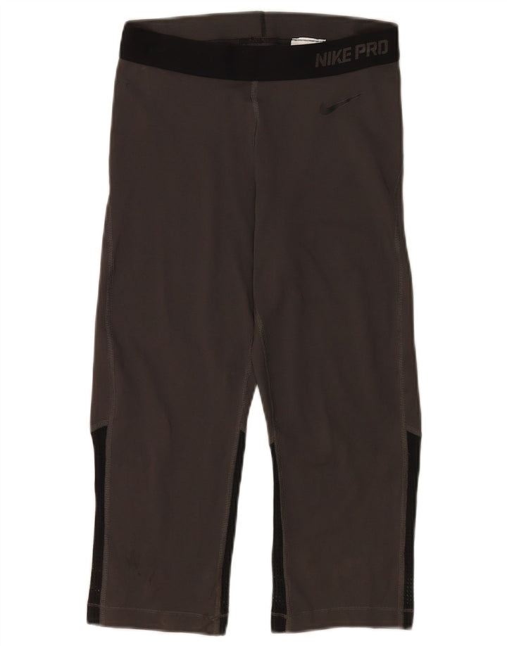 Nike Womens Graphic Capri Leggings UK 12 Medium Grey Colourblock Poliéster
