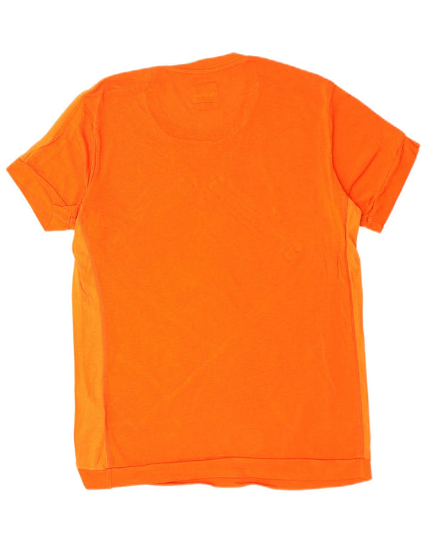 DIESEL Camiseta masculina gráfica top pequeno laranja colorblock algodão