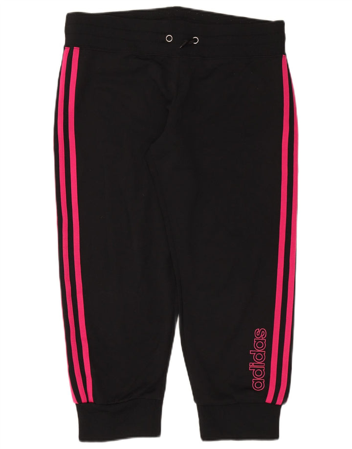 ADIDAS Womens Graphic Tracksuit Calças Joggers UK 12 Médio Preto