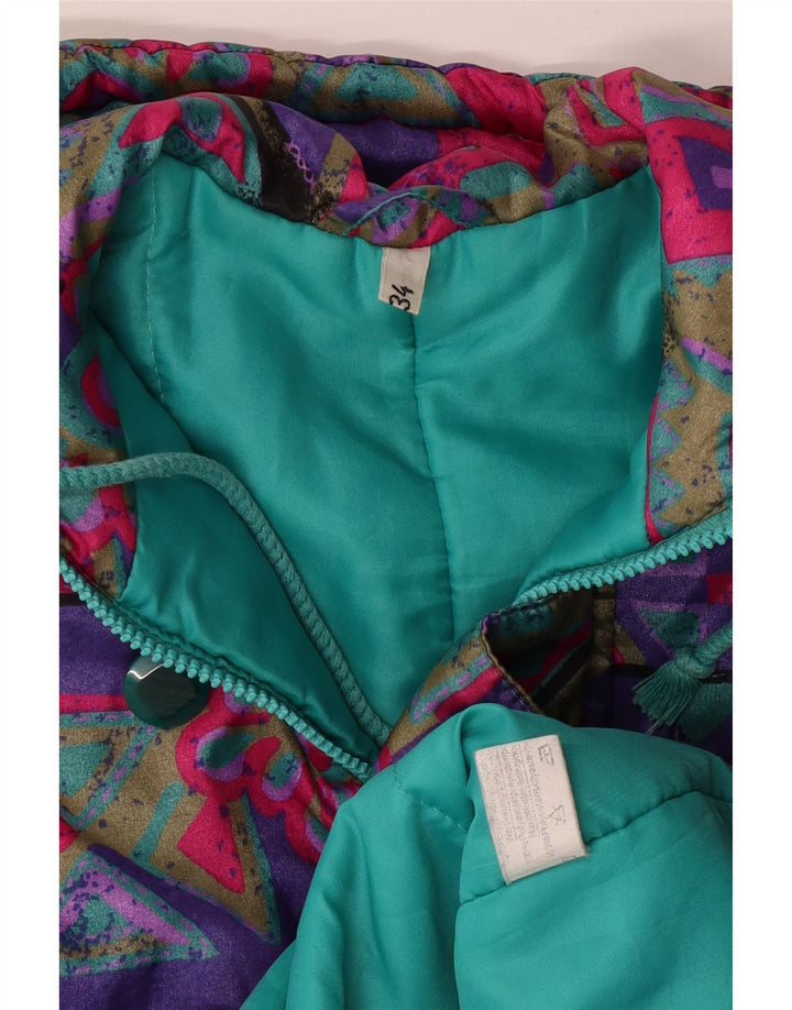 Casaco corta-vento com capuz VINTAGE para meninas 15-16 anos multicolorido geométrico