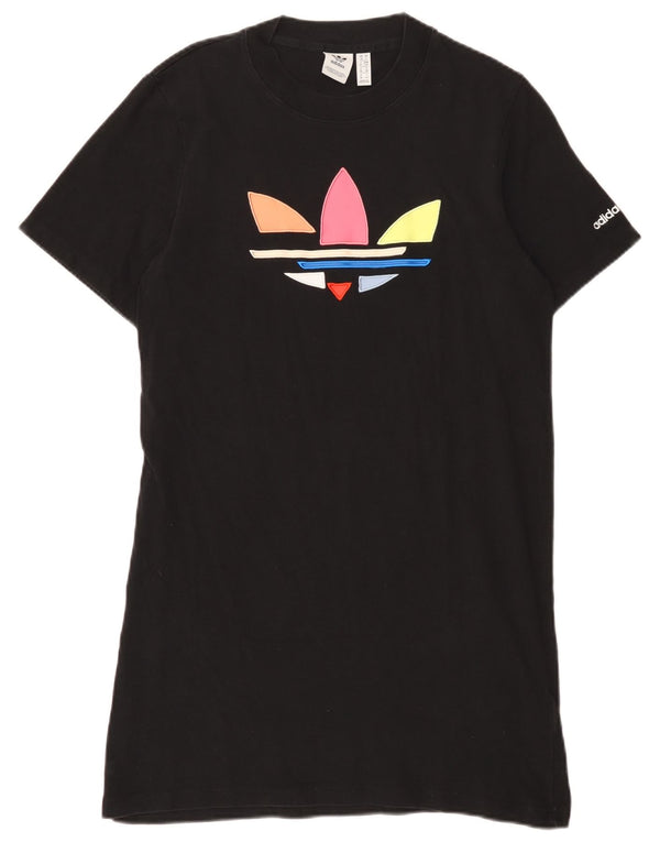 Adidas Camiseta Feminina Graphic Vestido UK 10 Pequeno Algodão Preto