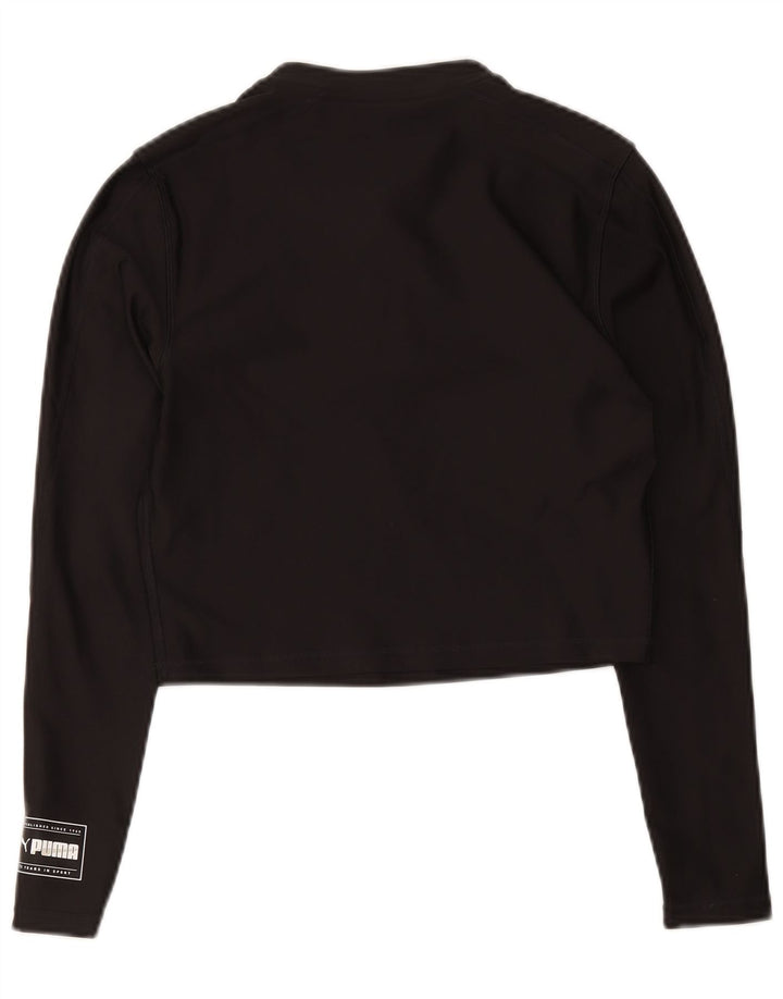 Puma Womens Crop Zip Neck Pullover Treino Top Reino Unido 12 Médio Preto
