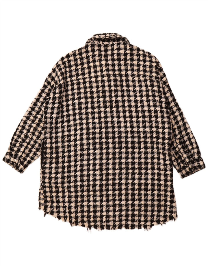 Camisa oversized feminina ZARA UK 10 pequena preta Houndstooth