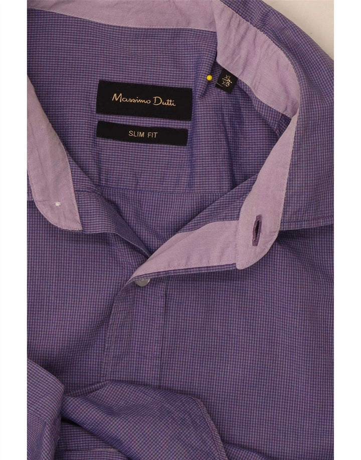 Camisa masculina Slim Fit Massimo Dutti XL roxo guingão