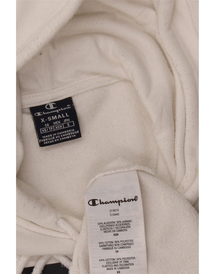 CHAMPION Mens Graphic Hoodie Jumper XS White Colourblock Cotton Vintage Champion and Second-Hand Champion from Messina Hembry 