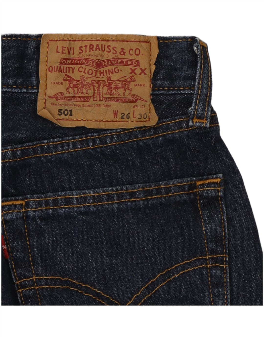 Calça jeans feminina Levi's 501 Straight W26 L30 azul marinho